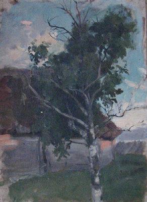 Paul Raud Etude with a birch Sweden oil painting art
